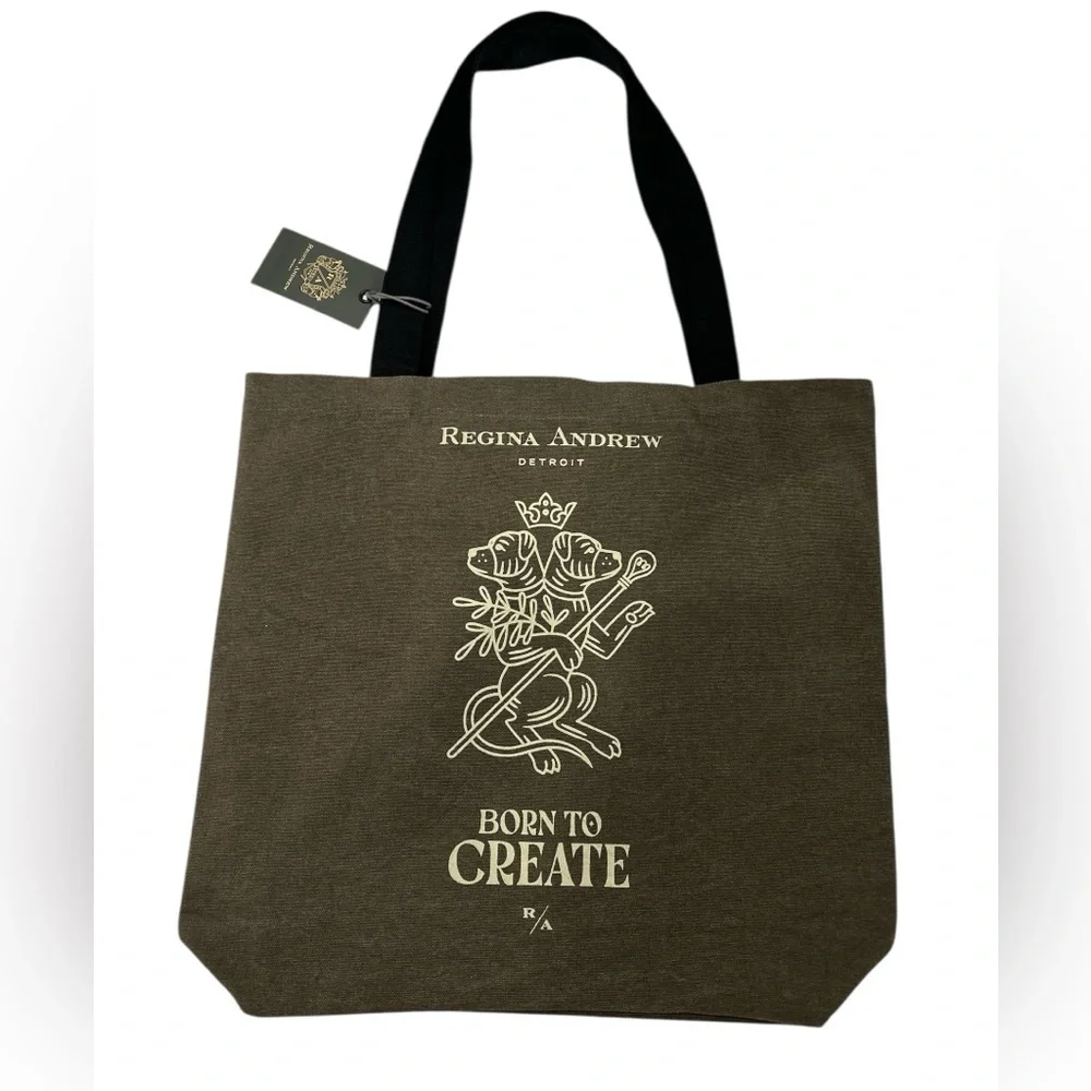 NWT Regina Andrew Detroit Born To Create Cotton Canvas Logo Tote Bag